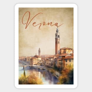 Verona Italy - Watercolor Sunset - Tourist Souvenir Sticker